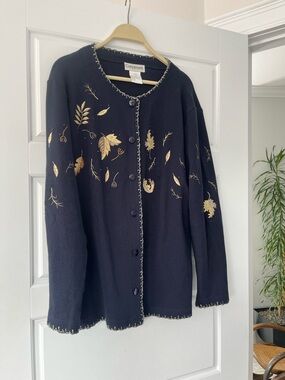 Compliments Women's Black Cotton Button Cardigan